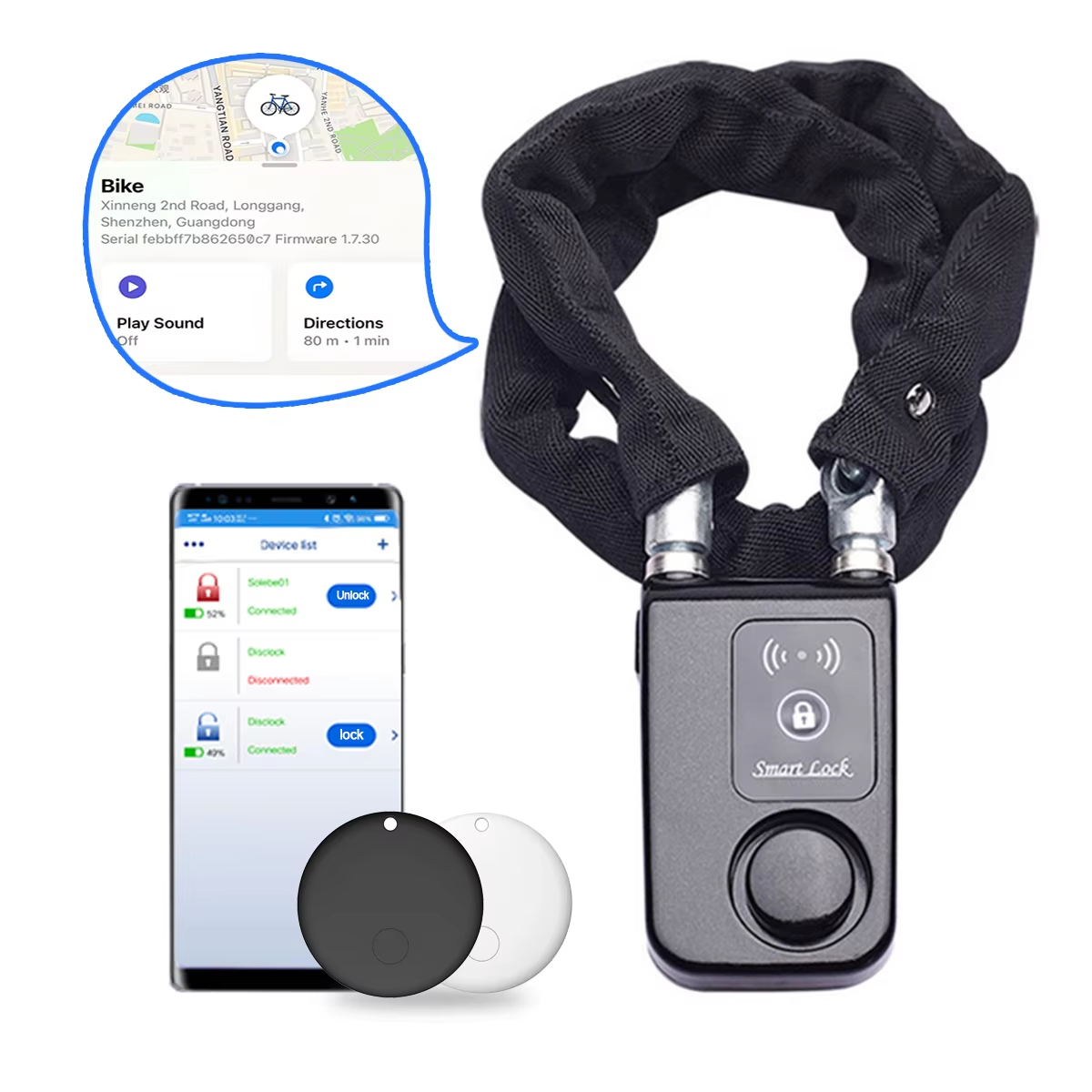 Smart Home Hub Apple - 110dB Alarm Bike Chain Lock with