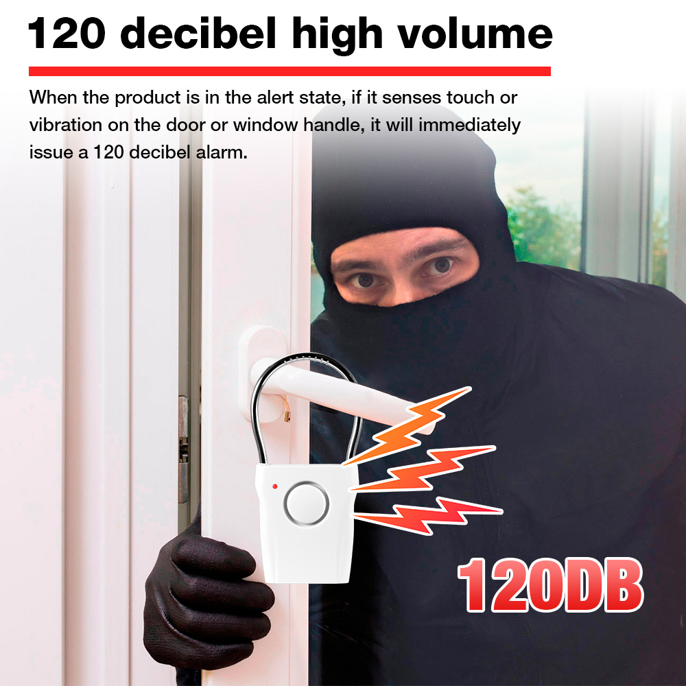 Door Window Sensor - 120dB Door Handle Alarm with Adjustable